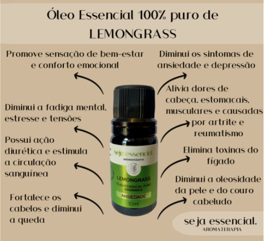 Óleo Essencial de Lemongrass 10 ml Seja Essencial